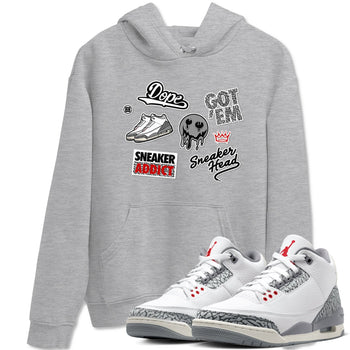 3s Cement Grey shirts to match jordans Sneakerhead Sticker sneaker match tees Air Jordan 3 Cement Grey SNRT Sneaker Release Tees unisex cotton Heather Grey 1 crew neck shirts