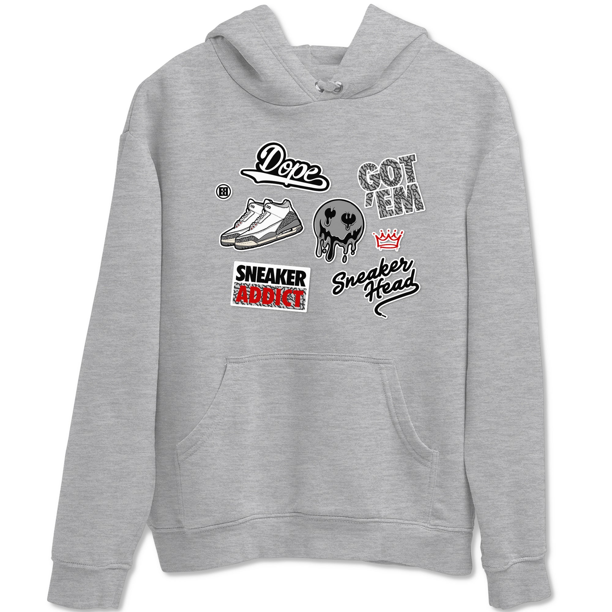 3s Cement Grey shirts to match jordans Sneakerhead Sticker sneaker match tees Air Jordan 3 Cement Grey SNRT Sneaker Release Tees unisex cotton Heather Grey 2 crew neck shirts