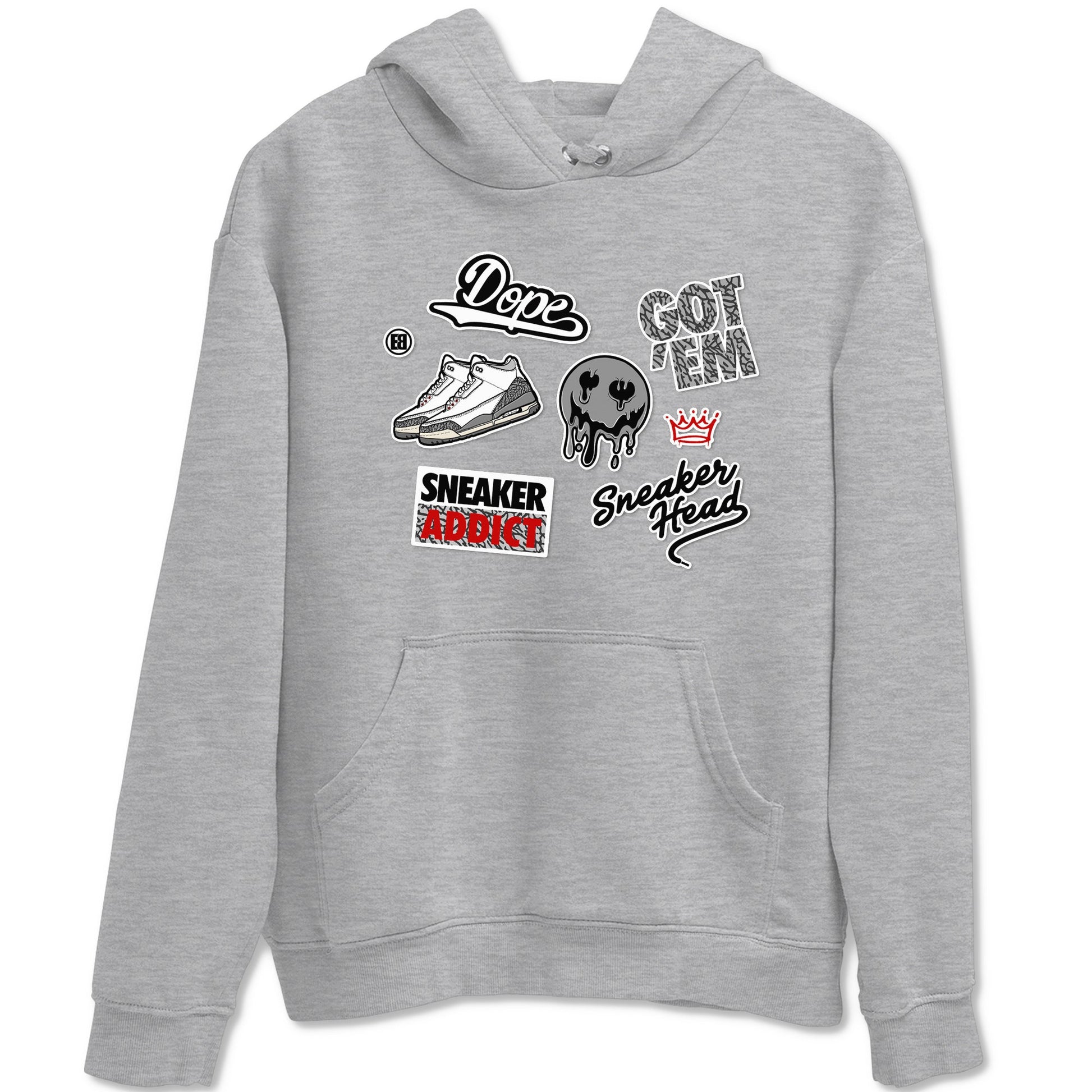 3s Cement Grey shirts to match jordans Sneakerhead Sticker sneaker match tees Air Jordan 3 Cement Grey SNRT Sneaker Release Tees unisex cotton Heather Grey 2 crew neck shirts