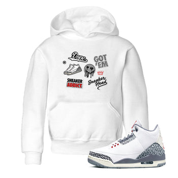 3s Cement Grey shirts to match jordans Sneakerhead Sticker sneaker match tees Air Jordan 3 Cement Grey SNRT Sneaker Release Tees Youth Baby White 1 crew neck shirts