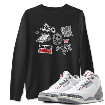 3s Cement Grey shirts to match jordans Sneakerhead Sticker sneaker match tees Air Jordan 3 Cement Grey SNRT Sneaker Release Tees unisex cotton Black 1 crew neck shirts