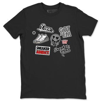 3s Cement Grey shirts to match jordans Sneakerhead Sticker sneaker match tees Air Jordan 3 Cement Grey SNRT Sneaker Release Tees unisex cotton Black 2 crew neck shirts