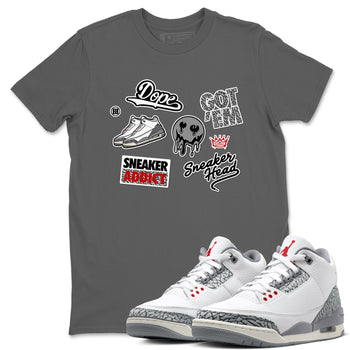 3s Cement Grey shirts to match jordans Sneakerhead Sticker sneaker match tees Air Jordan 3 Cement Grey SNRT Sneaker Release Tees unisex cotton Cool Grey 1 crew neck shirts