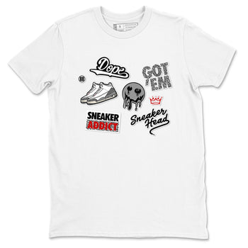 3s Cement Grey shirts to match jordans Sneakerhead Sticker sneaker match tees Air Jordan 3 Cement Grey SNRT Sneaker Release Tees unisex cotton White 2 crew neck shirts