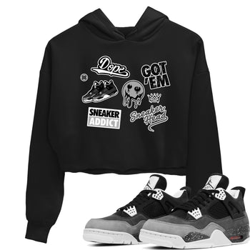 4s Fear shirts to match jordans Sneakerhead Sticker sneaker match tees Air Jordan 4 Retro Fear match shoes to clothes SNRT Sneaker Tees unisex cotton Black 1 crop tee
