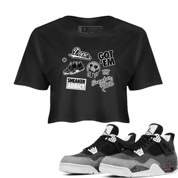 4s Fear shirts to match jordans Sneakerhead Sticker sneaker match tees Air Jordan 4 Retro Fear match shoes to clothes SNRT Sneaker Tees unisex cotton Black 1 crop tee