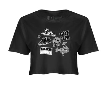 4s Fear shirts to match jordans Sneakerhead Sticker sneaker match tees Air Jordan 4 Retro Fear match shoes to clothes SNRT Sneaker Tees unisex cotton Black 2 crop tee