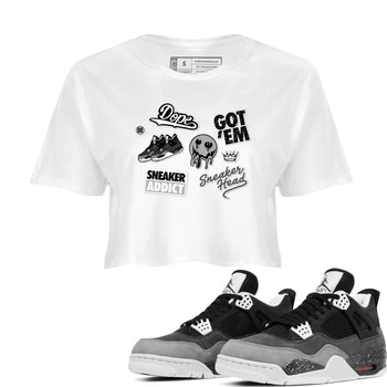 4s Fear shirts to match jordans Sneakerhead Sticker sneaker match tees Air Jordan 4 Retro Fear match shoes to clothes SNRT Sneaker Tees unisex cotton White 1 crop tee