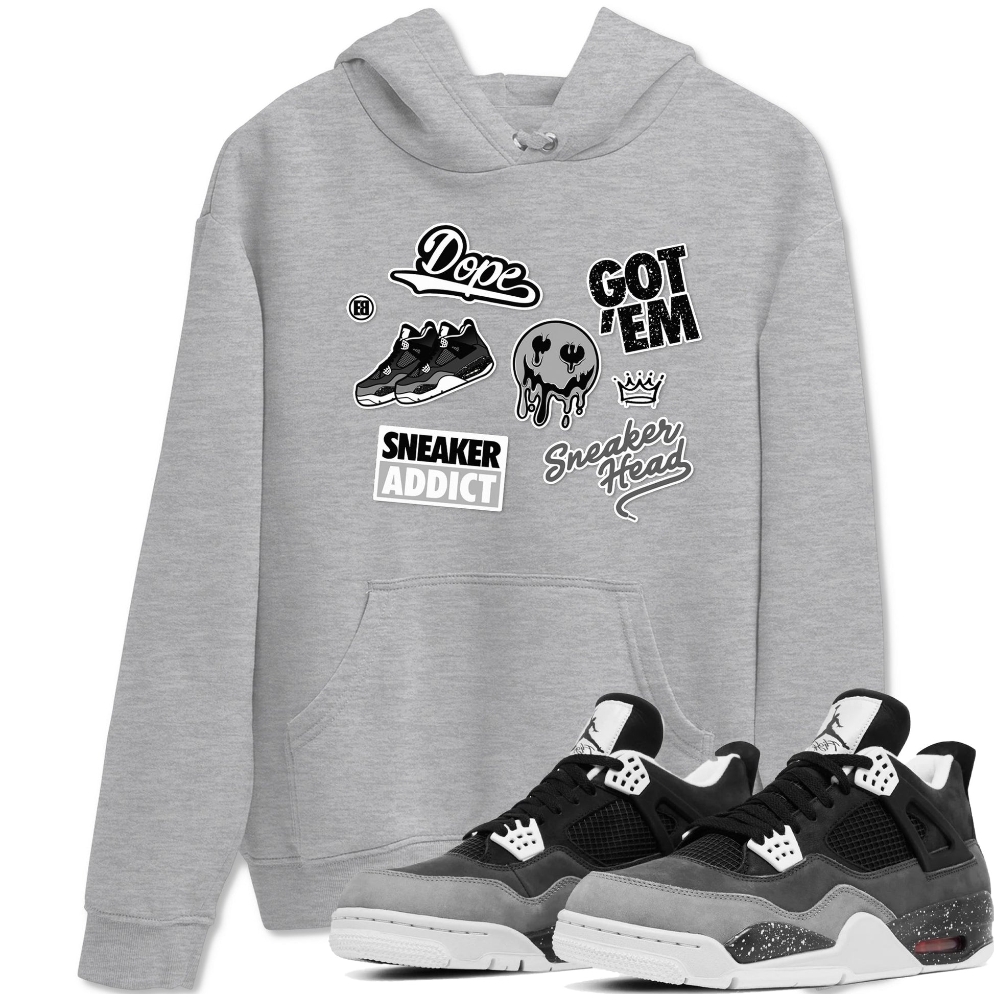 4s Fear shirts to match jordans Sneakerhead Sticker sneaker match tees Air Jordan 4 Retro Fear match shoes to clothes SNRT Sneaker Tees unisex cotton Heather Grey 1 shirts