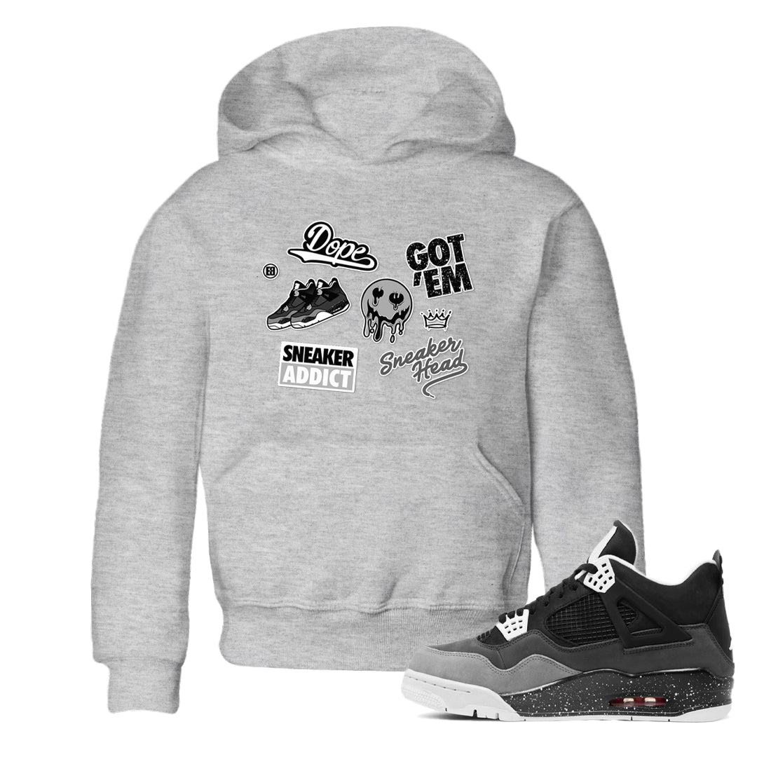 4s Fear shirts to match jordans Sneakerhead Sticker sneaker match tees Air Jordan 4 Retro Fear match shoes to clothes SNRT Sneaker Tees Youth Baby Heather Grey 1 tee