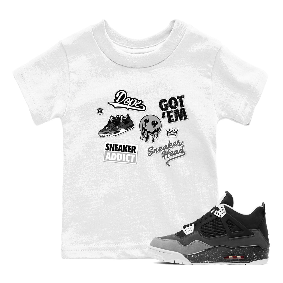 4s Fear shirts to match jordans Sneakerhead Sticker sneaker match tees Air Jordan 4 Retro Fear match shoes to clothes SNRT Sneaker Tees Youth Baby White 1 tee