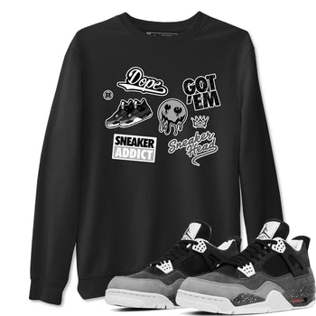 4s Fear shirts to match jordans Sneakerhead Sticker sneaker match tees Air Jordan 4 Retro Fear match shoes to clothes SNRT Sneaker Tees unisex cotton Black 1 shirts