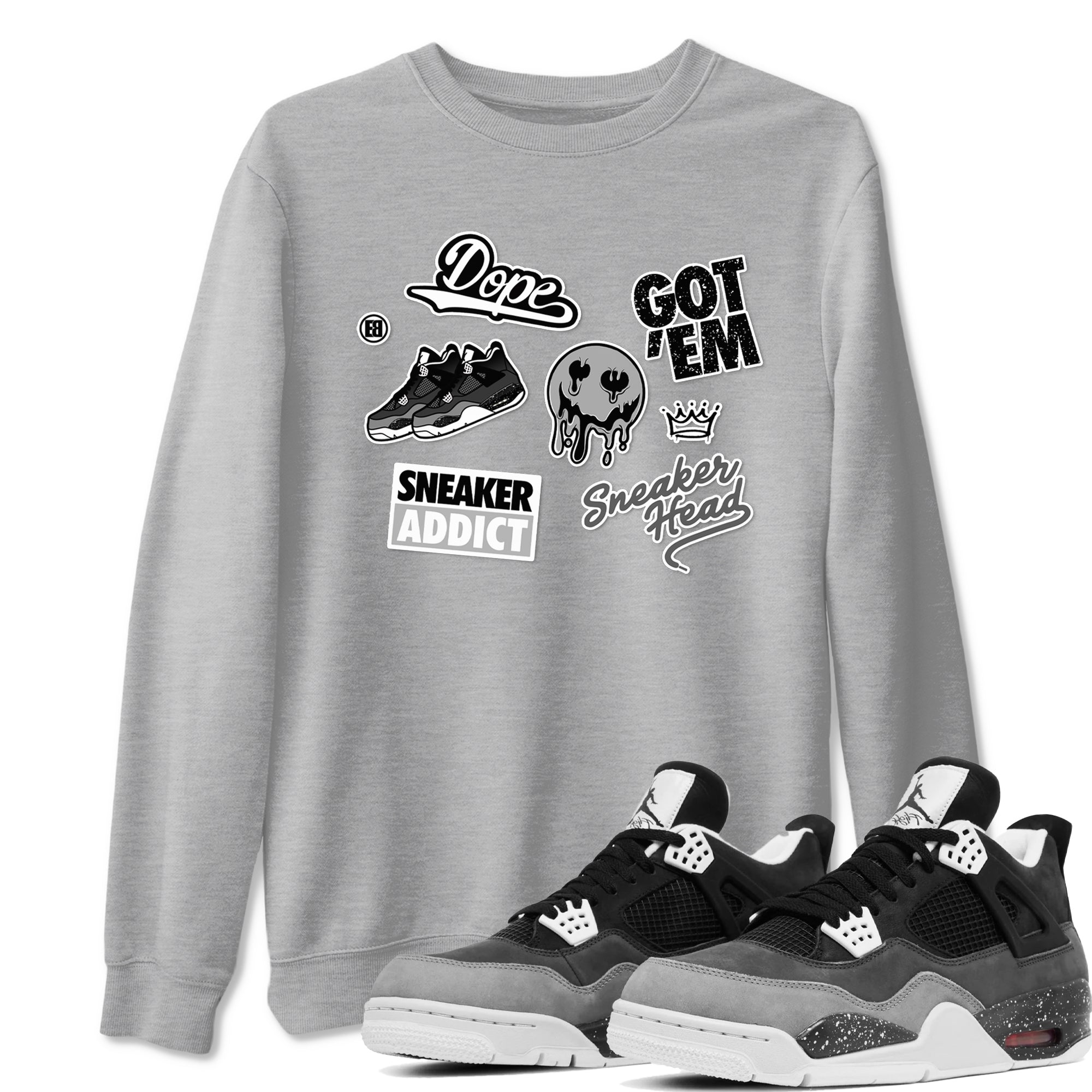 4s Fear shirts to match jordans Sneakerhead Sticker sneaker match tees Air Jordan 4 Retro Fear match shoes to clothes SNRT Sneaker Tees unisex cotton Heather Grey 1 shirts