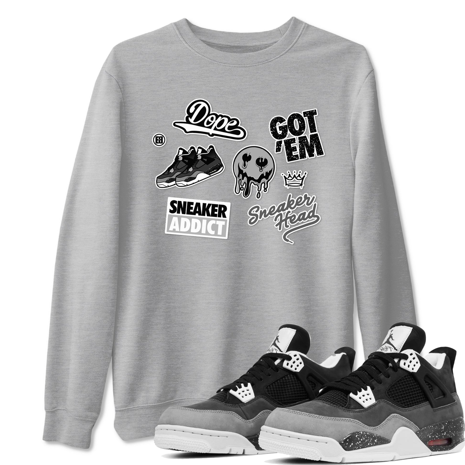 4s Fear shirts to match jordans Sneakerhead Sticker sneaker match tees Air Jordan 4 Retro Fear match shoes to clothes SNRT Sneaker Tees unisex cotton Heather Grey 1 shirts