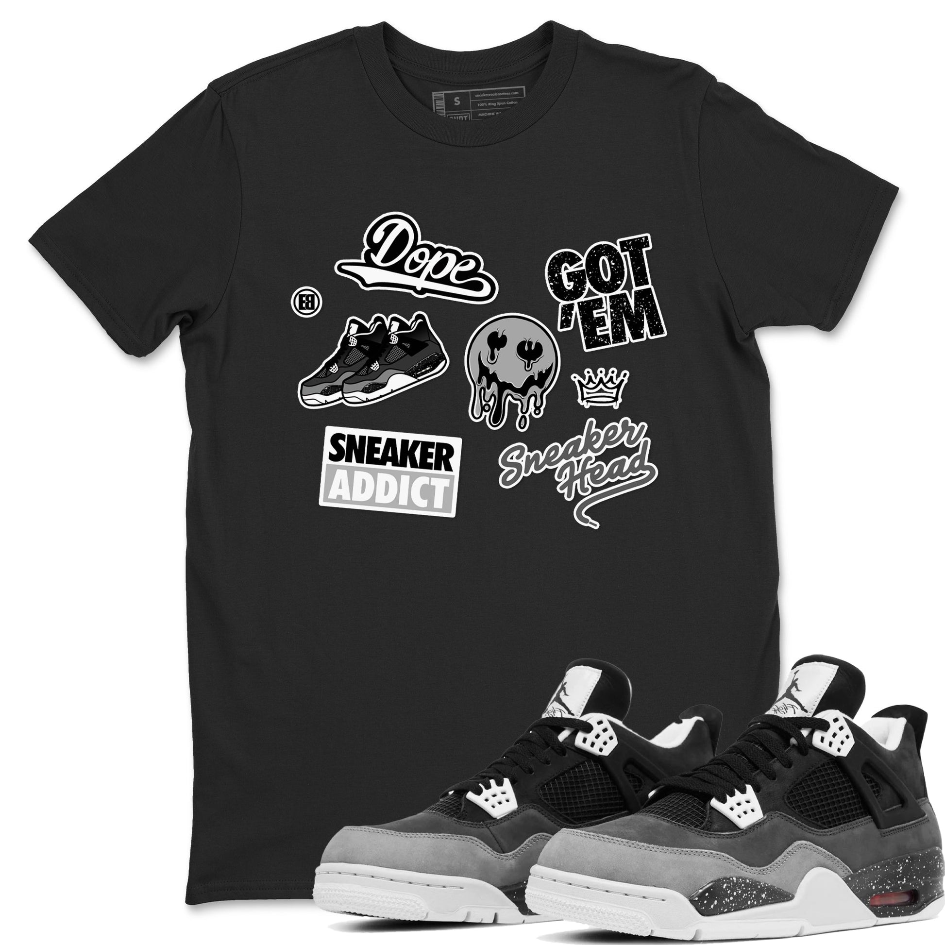 4s Fear shirts to match jordans Sneakerhead Sticker sneaker match tees Air Jordan 4 Retro Fear match shoes to clothes SNRT Sneaker Tees unisex cotton Black 1 shirts