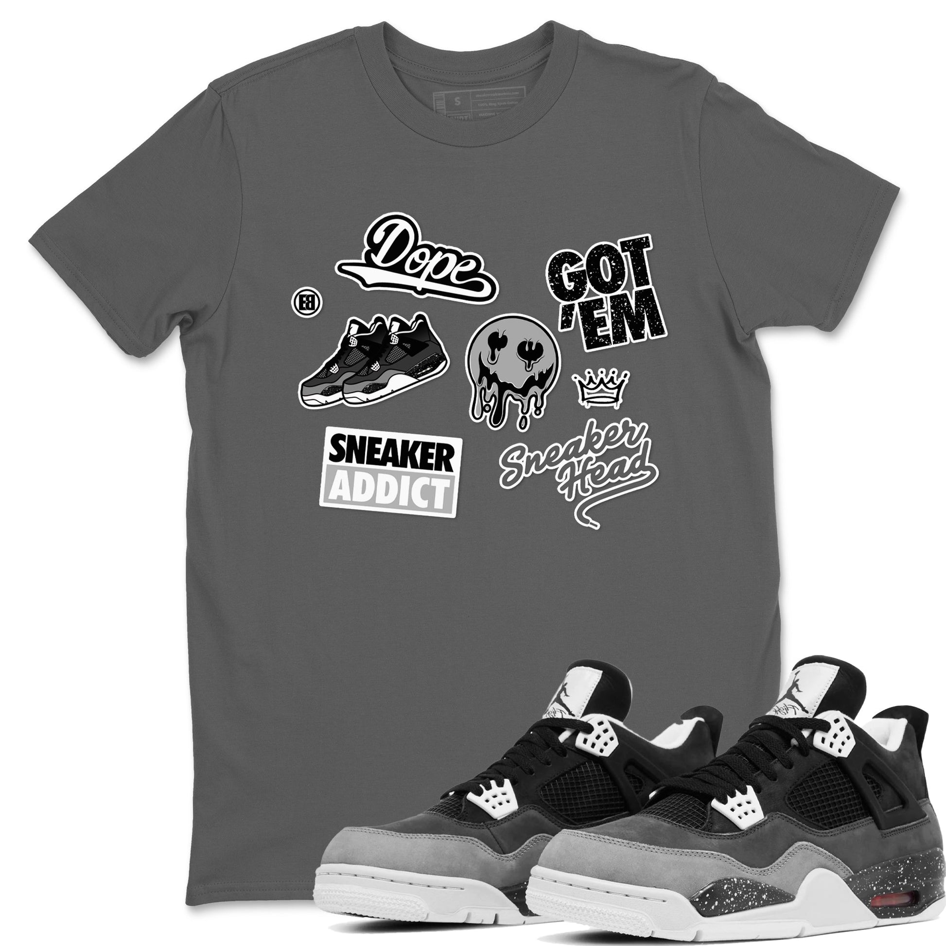 4s Fear shirts to match jordans Sneakerhead Sticker sneaker match tees Air Jordan 4 Retro Fear match shoes to clothes SNRT Sneaker Tees unisex cotton Cool Grey 1 shirts