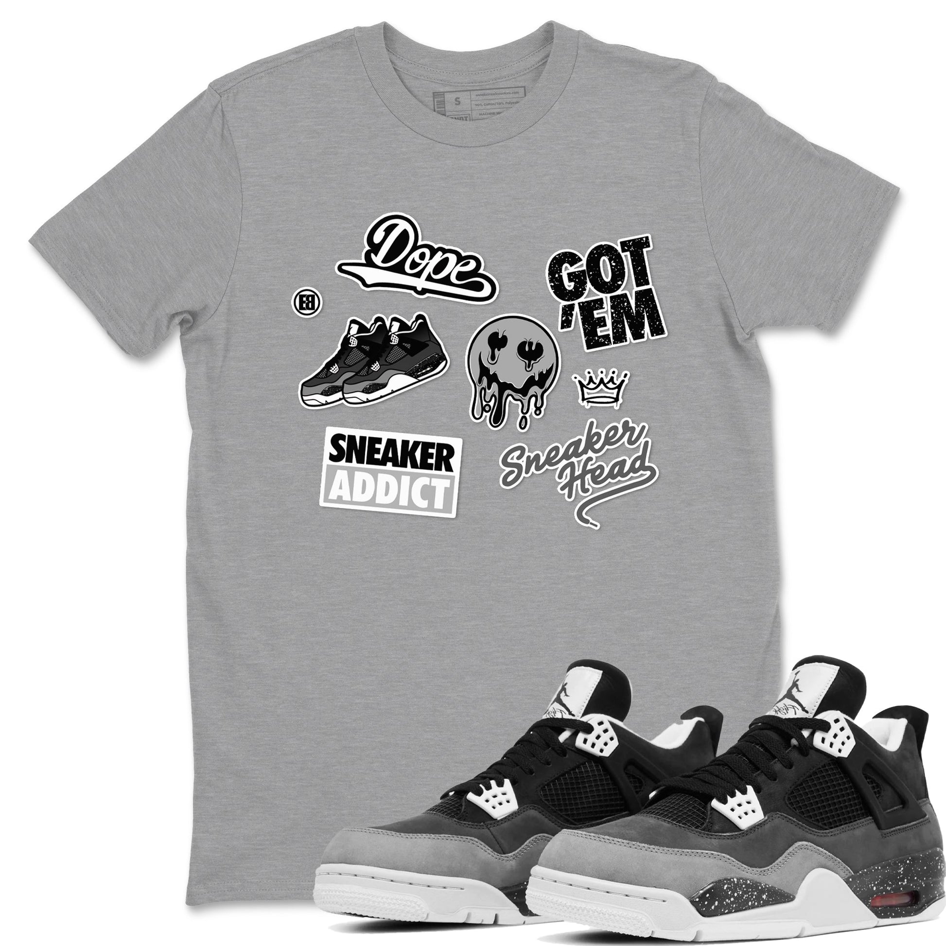 4s Fear shirts to match jordans Sneakerhead Sticker sneaker match tees Air Jordan 4 Retro Fear match shoes to clothes SNRT Sneaker Tees unisex cotton Heather Grey 1 shirts