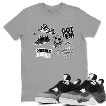 4s Fear shirts to match jordans Sneakerhead Sticker sneaker match tees Air Jordan 4 Retro Fear match shoes to clothes SNRT Sneaker Tees unisex cotton Heather Grey 1 shirts