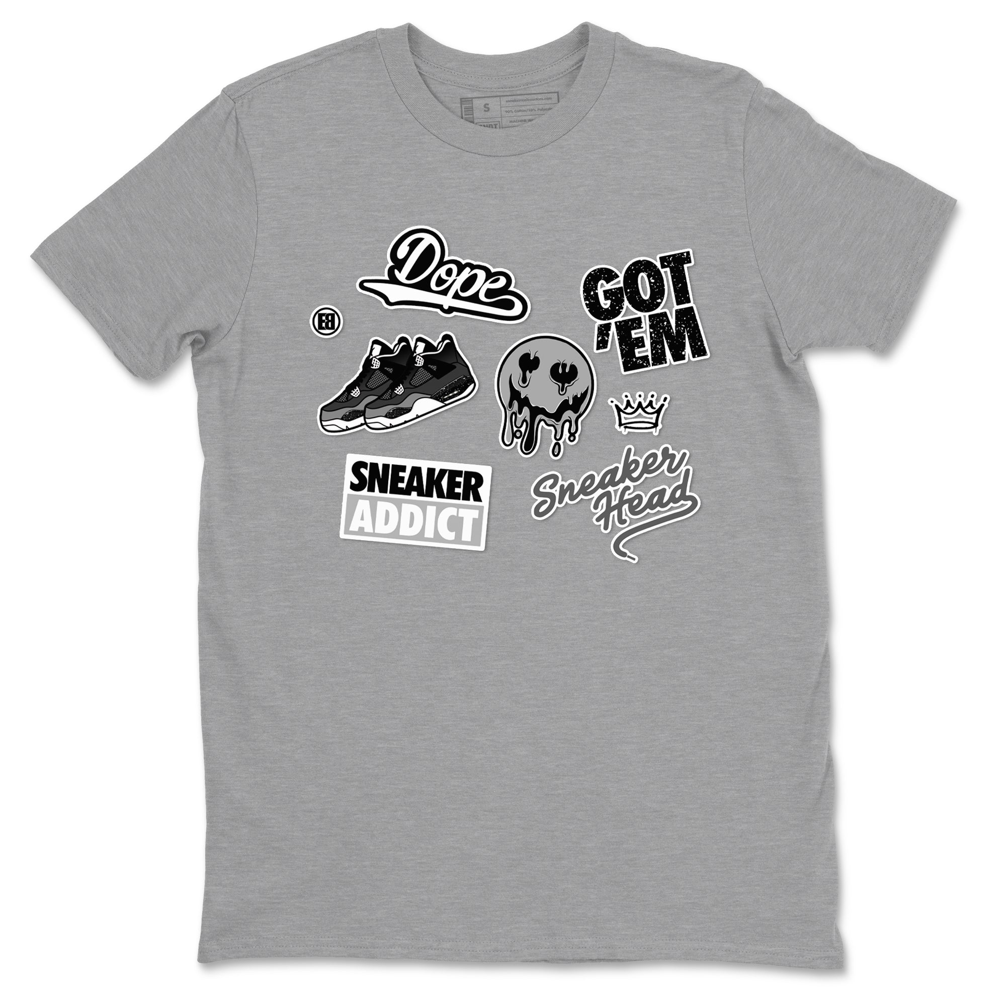 4s Fear shirts to match jordans Sneakerhead Sticker sneaker match tees Air Jordan 4 Retro Fear match shoes to clothes SNRT Sneaker Tees unisex cotton Heather Grey 2 shirts
