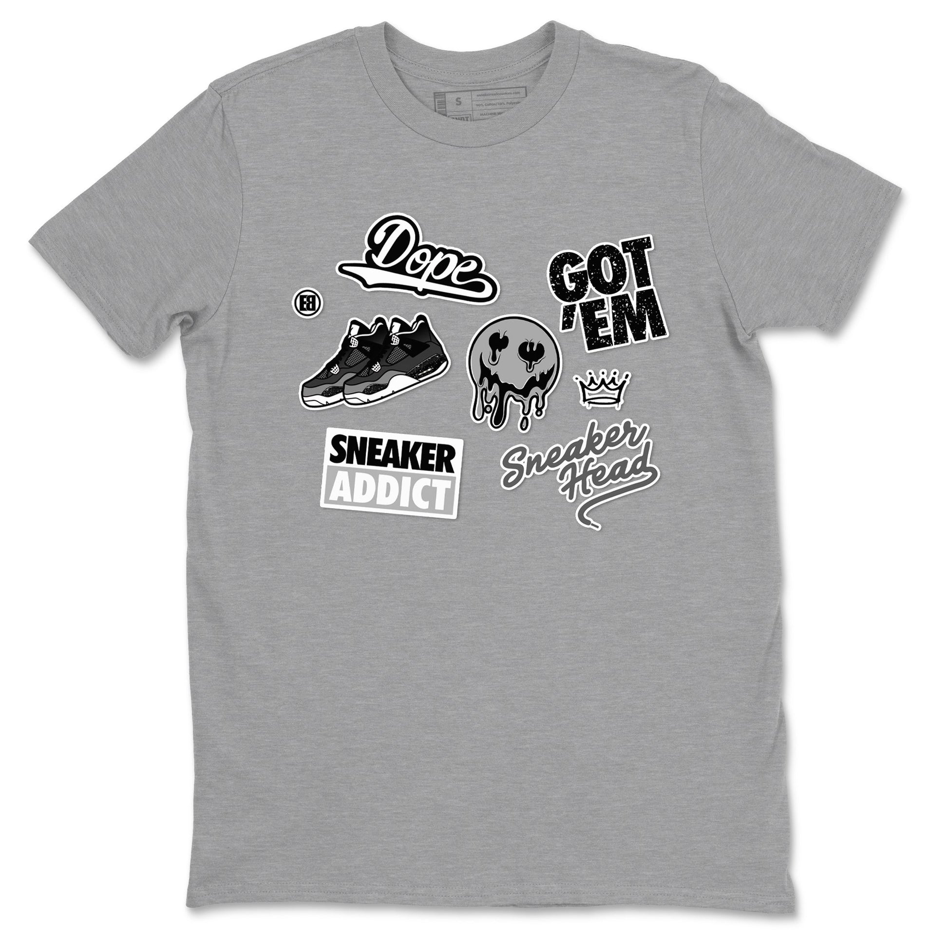 4s Fear shirts to match jordans Sneakerhead Sticker sneaker match tees Air Jordan 4 Retro Fear match shoes to clothes SNRT Sneaker Tees unisex cotton Heather Grey 2 shirts
