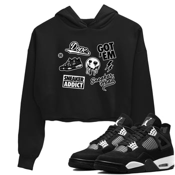 AJ4 White Thunder shirts to match jordans Sneakerhead Sticker sneaker match tees Air Jordan 4 White Thunder SNRT Sneaker Tees streetwear brand Black 1 crop tee