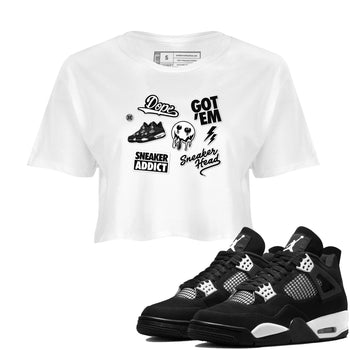 AJ4 White Thunder shirts to match jordans Sneakerhead Sticker sneaker match tees Air Jordan 4 White Thunder SNRT Sneaker Tees streetwear brand White 1 crop tee