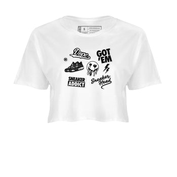 AJ4 White Thunder shirts to match jordans Sneakerhead Sticker sneaker match tees Air Jordan 4 White Thunder SNRT Sneaker Tees streetwear brand White 2 crop tee
