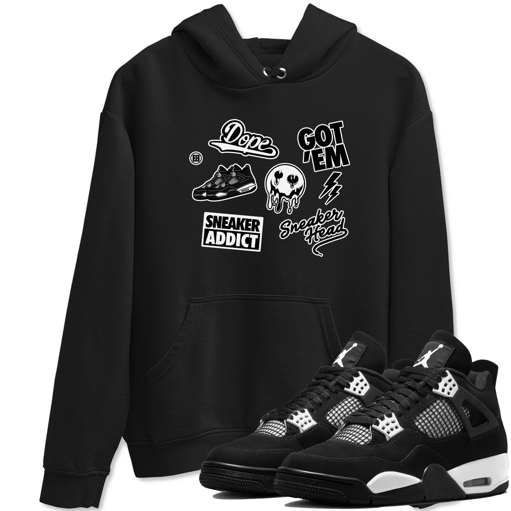 AJ4 White Thunder shirts to match jordans Sneakerhead Sticker sneaker match tees Air Jordan 4 White Thunder SNRT Sneaker Tees streetwear brand Black 1 unisex cotton tee