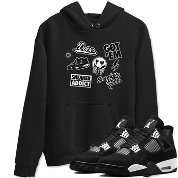 AJ4 White Thunder shirts to match jordans Sneakerhead Sticker sneaker match tees Air Jordan 4 White Thunder SNRT Sneaker Tees streetwear brand Black 1 unisex cotton tee