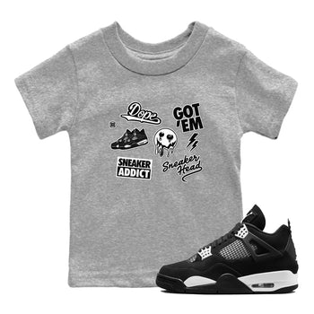 AJ4 White Thunder shirts to match jordans Sneakerhead Sticker sneaker match tees Air Jordan 4 White Thunder SNRT Sneaker Tees streetwear brand Baby and Youth Heather Grey 1 cotton tee