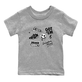 AJ4 White Thunder shirts to match jordans Sneakerhead Sticker sneaker match tees Air Jordan 4 White Thunder SNRT Sneaker Tees streetwear brand Baby and Youth Heather Grey 2 cotton tee