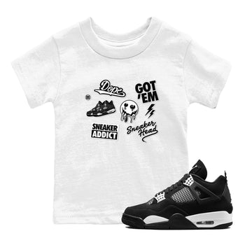 AJ4 White Thunder shirts to match jordans Sneakerhead Sticker sneaker match tees Air Jordan 4 White Thunder SNRT Sneaker Tees streetwear brand Baby and Youth White 1 cotton tee
