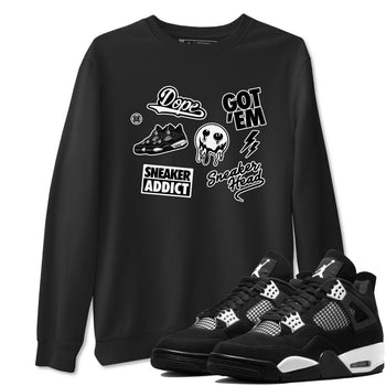 AJ4 White Thunder shirts to match jordans Sneakerhead Sticker sneaker match tees Air Jordan 4 White Thunder SNRT Sneaker Tees streetwear brand Black 1 unisex cotton tee
