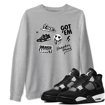 AJ4 White Thunder shirts to match jordans Sneakerhead Sticker sneaker match tees Air Jordan 4 White Thunder SNRT Sneaker Tees streetwear brand Heather Grey 1 unisex cotton tee
