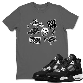 AJ4 White Thunder shirts to match jordans Sneakerhead Sticker sneaker match tees Air Jordan 4 White Thunder SNRT Sneaker Tees streetwear brand Cool Grey 1 unisex cotton tee