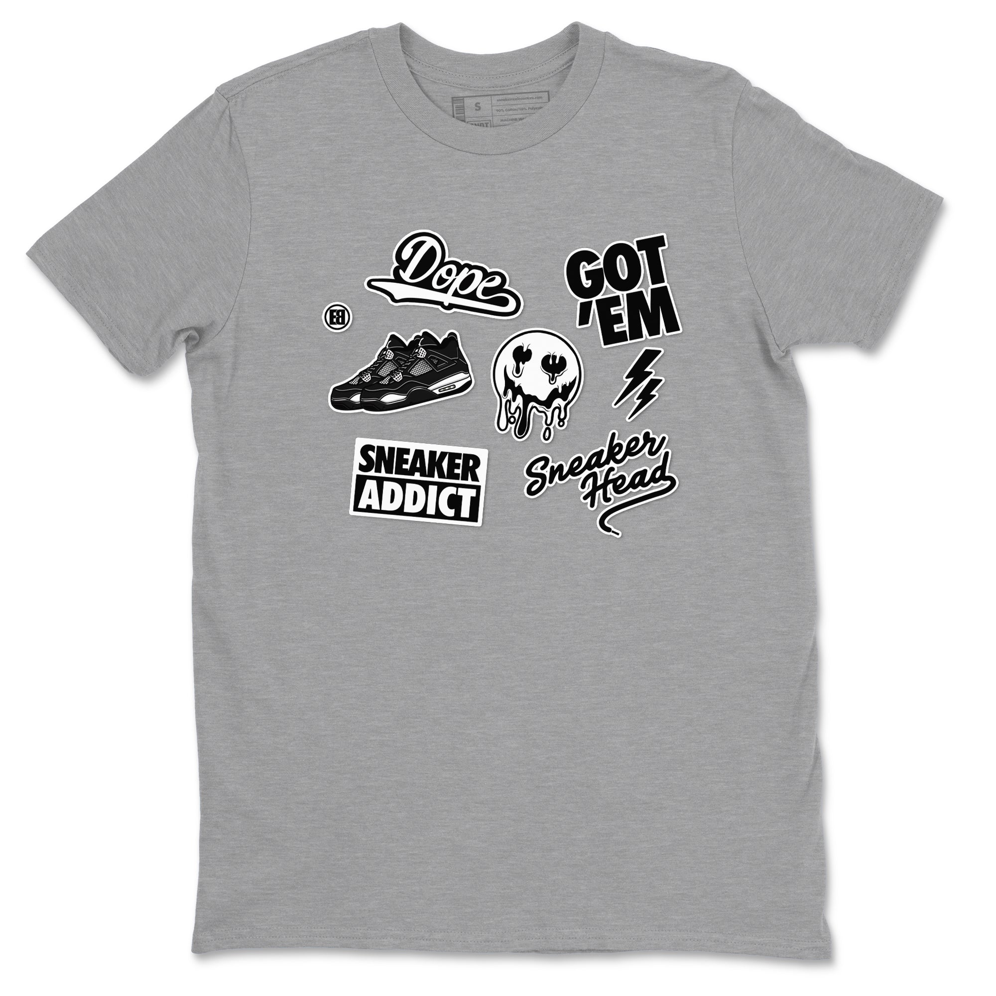 AJ4 White Thunder shirts to match jordans Sneakerhead Sticker sneaker match tees Air Jordan 4 White Thunder SNRT Sneaker Tees streetwear brand Heather Grey 2 unisex cotton tee