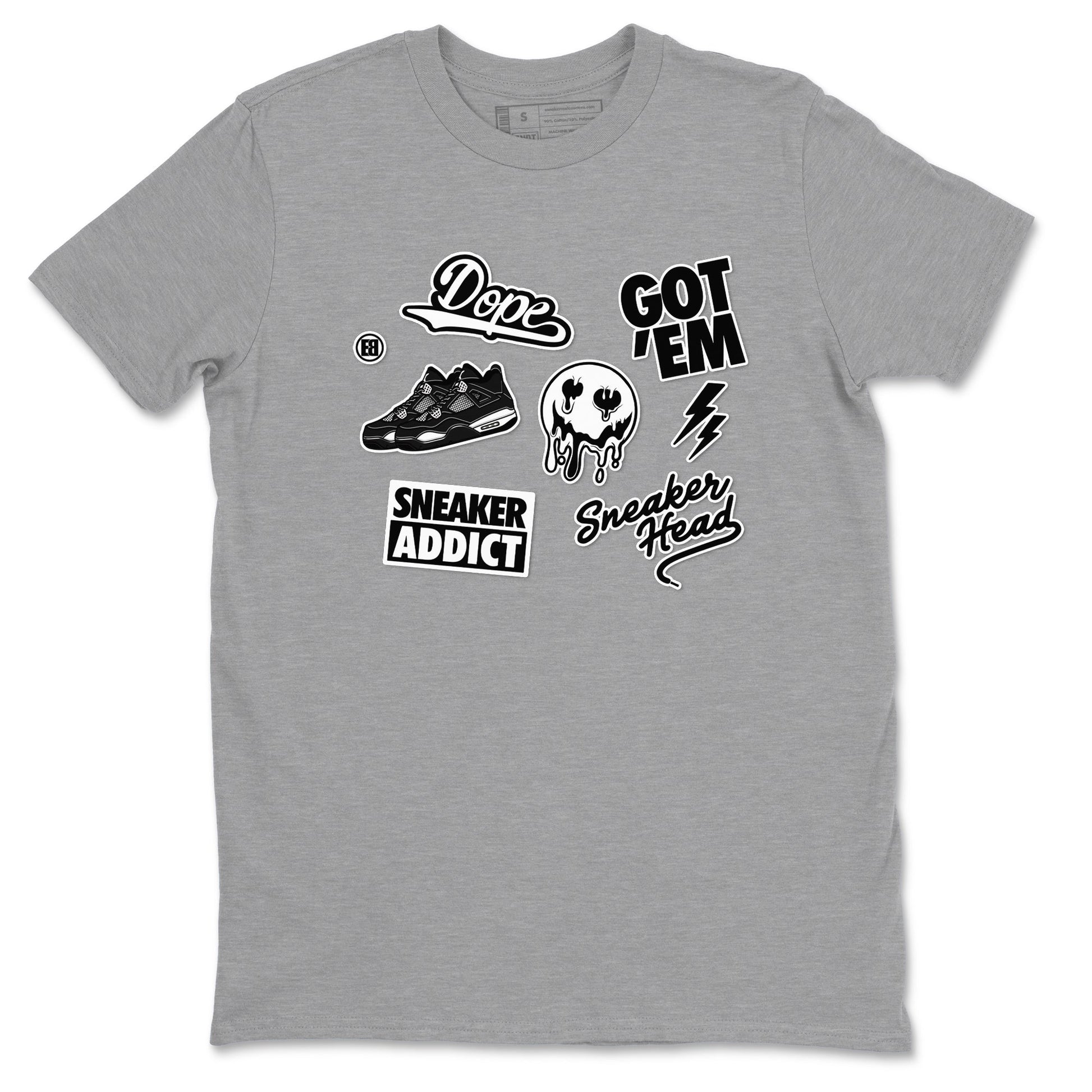 AJ4 White Thunder shirts to match jordans Sneakerhead Sticker sneaker match tees Air Jordan 4 White Thunder SNRT Sneaker Tees streetwear brand Heather Grey 2 unisex cotton tee