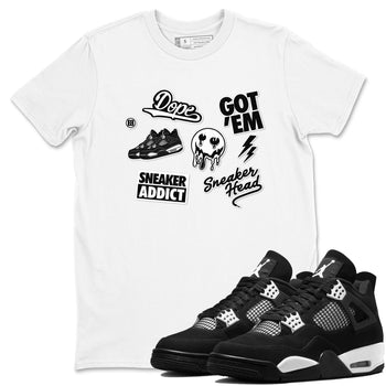 AJ4 White Thunder shirts to match jordans Sneakerhead Sticker sneaker match tees Air Jordan 4 White Thunder SNRT Sneaker Tees streetwear brand White 1 unisex cotton tee