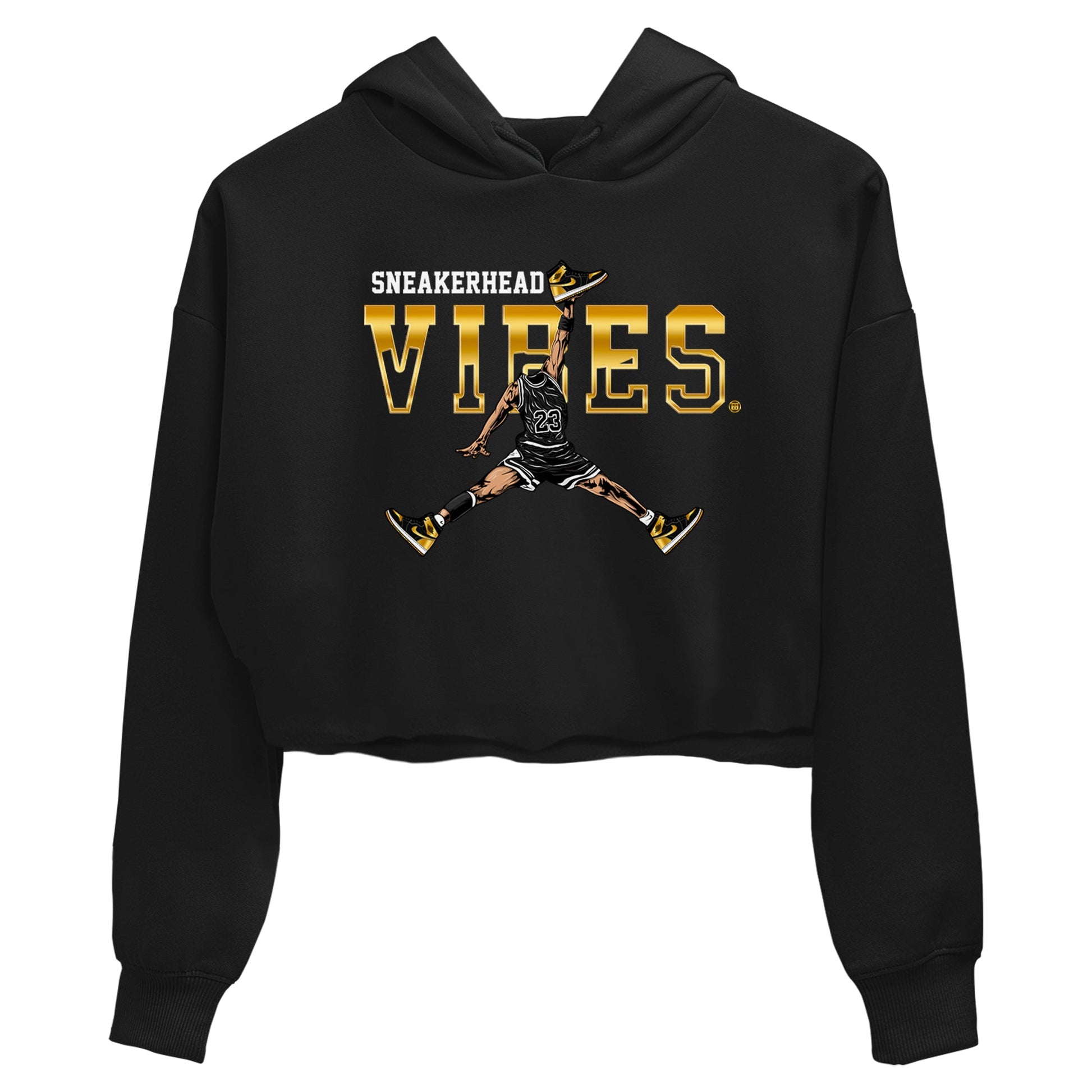 Air Jordan 1 High OG Black Metallic Gold shirts to match jordans Sneakerhead Vibes sneaker match tees Jordan 1 Black Metallic Gold SNRT Sneaker Tees streetwear brand Black 2 crop tee