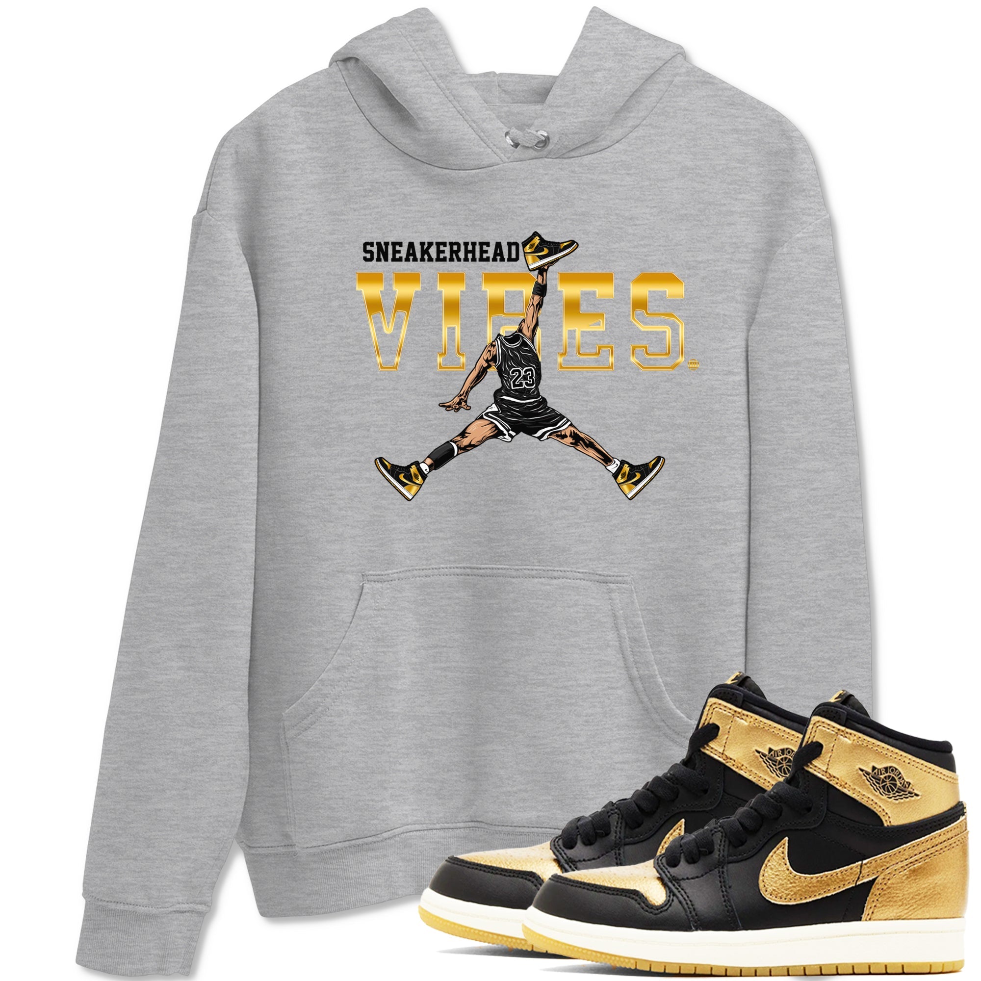 Air Jordan 1 High OG Black Metallic Gold shirts to match jordans Sneakerhead Vibes sneaker match tees Jordan 1 Black Metallic Gold SNRT Sneaker Tees streetwear brand Heather Grey 1 unisex cotton tee