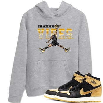 Air Jordan 1 High OG Black Metallic Gold shirts to match jordans Sneakerhead Vibes sneaker match tees Jordan 1 Black Metallic Gold SNRT Sneaker Tees streetwear brand Heather Grey 1 unisex cotton tee