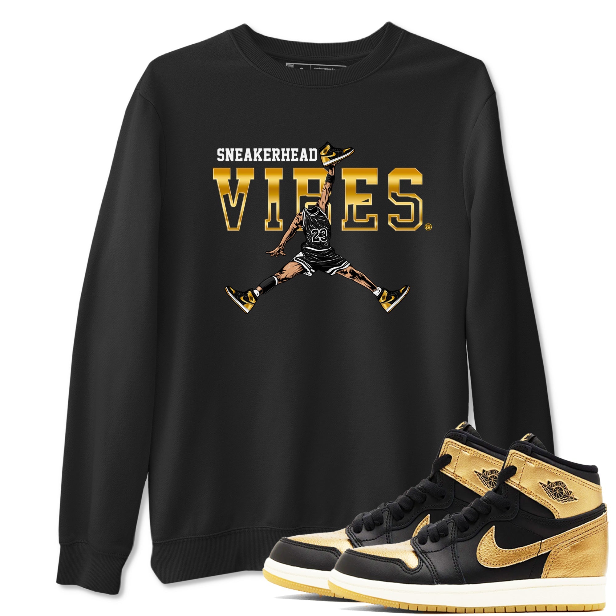 Air Jordan 1 High OG Black Metallic Gold shirts to match jordans Sneakerhead Vibes sneaker match tees Jordan 1 Black Metallic Gold SNRT Sneaker Tees streetwear brand Black 1 unisex cotton tee