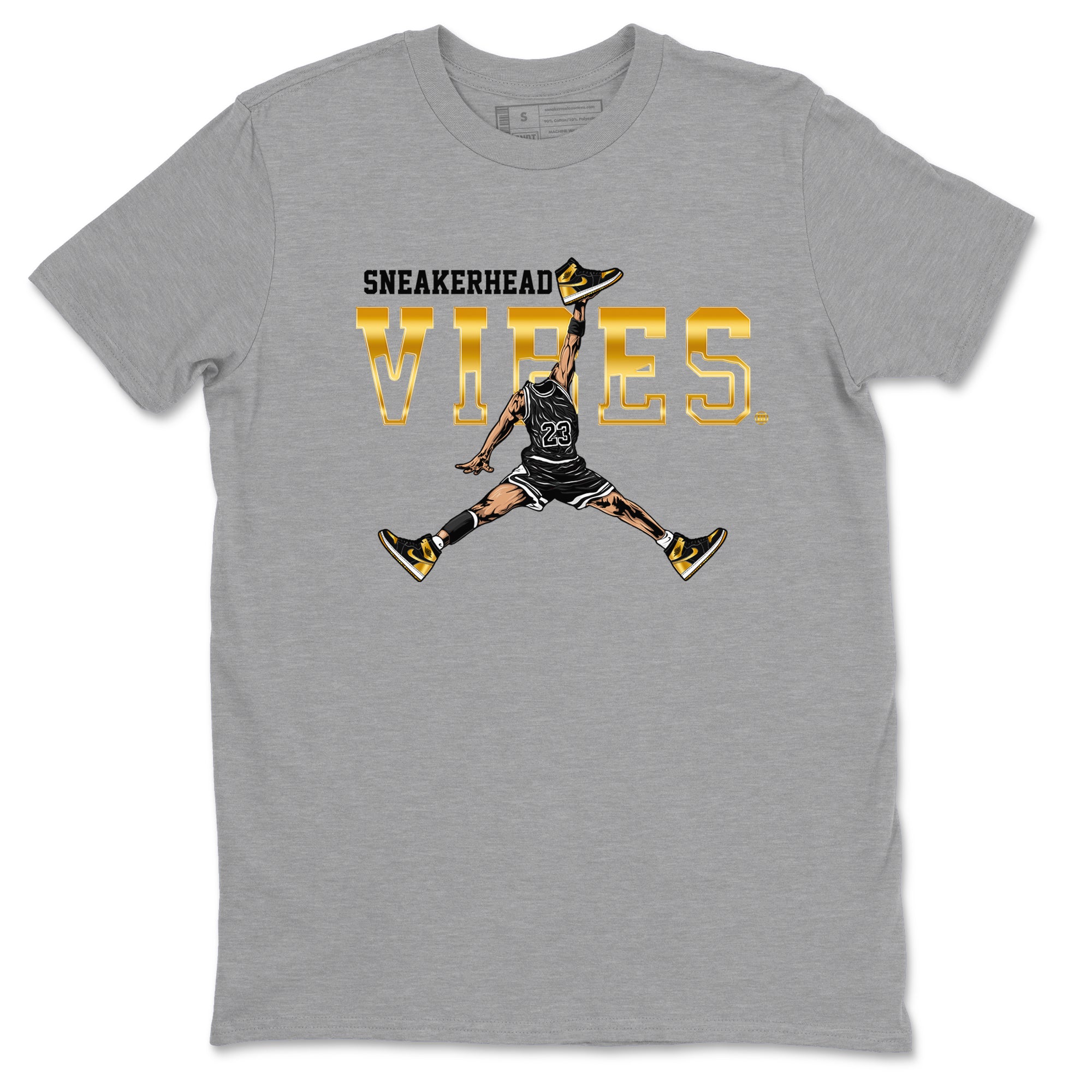 Air Jordan 1 High OG Black Metallic Gold shirts to match jordans Sneakerhead Vibes sneaker match tees Jordan 1 Black Metallic Gold SNRT Sneaker Tees streetwear brand Heather Grey 2 unisex cotton tee