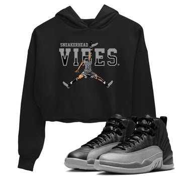 12s Black Wolf Grey shirts to match jordans Sneakerhead Vibes sneaker match tees Air Jordan 12 Black Wolf Grey SNRT Sneaker Release Tees unisex cotton Black 1 Crop Shirts