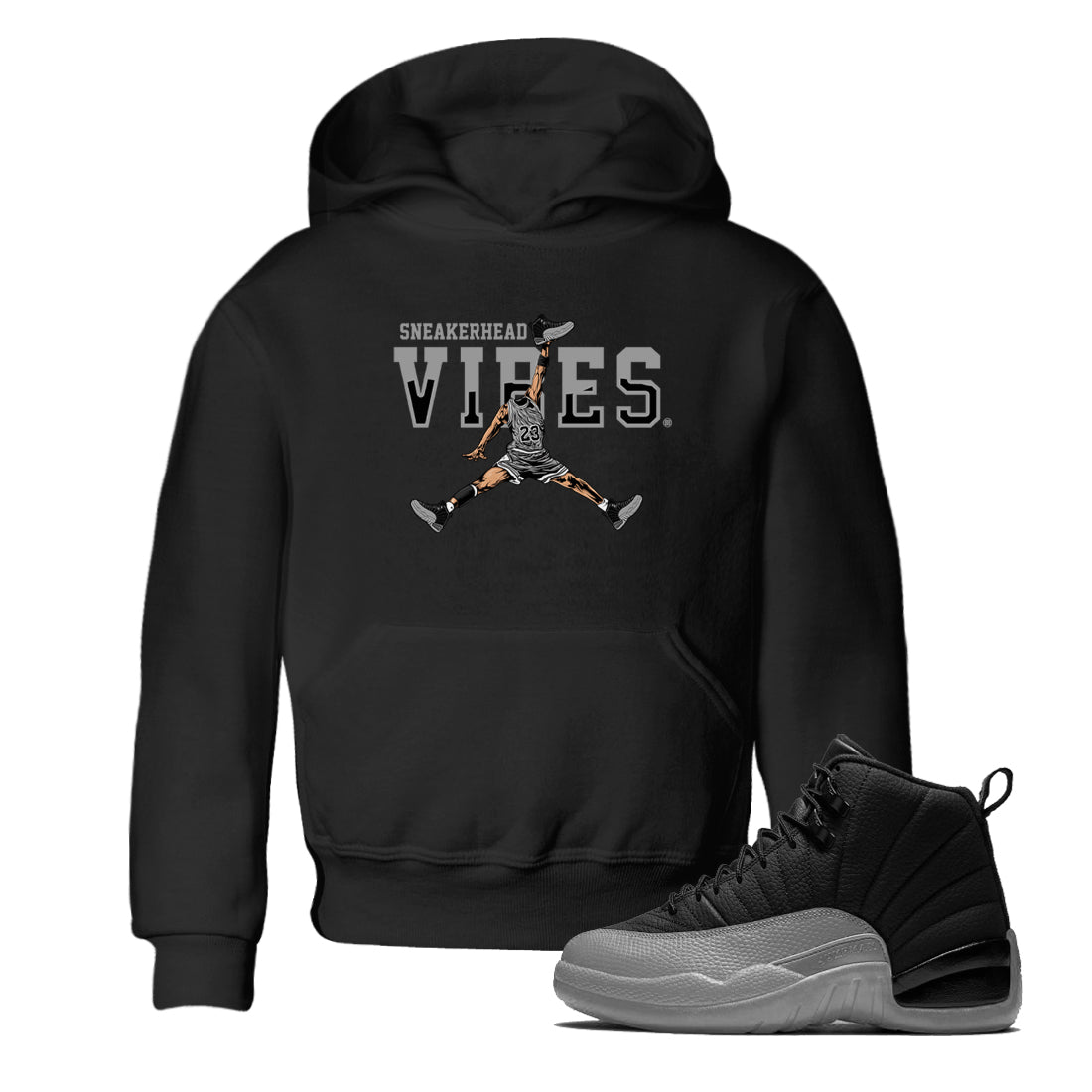 12s Black Wolf Grey shirts to match jordans Sneakerhead Vibes sneaker match tees Air Jordan 12 Black Wolf Grey SNRT Sneaker Release Tees Youth Baby Black 1 crew neck shirts