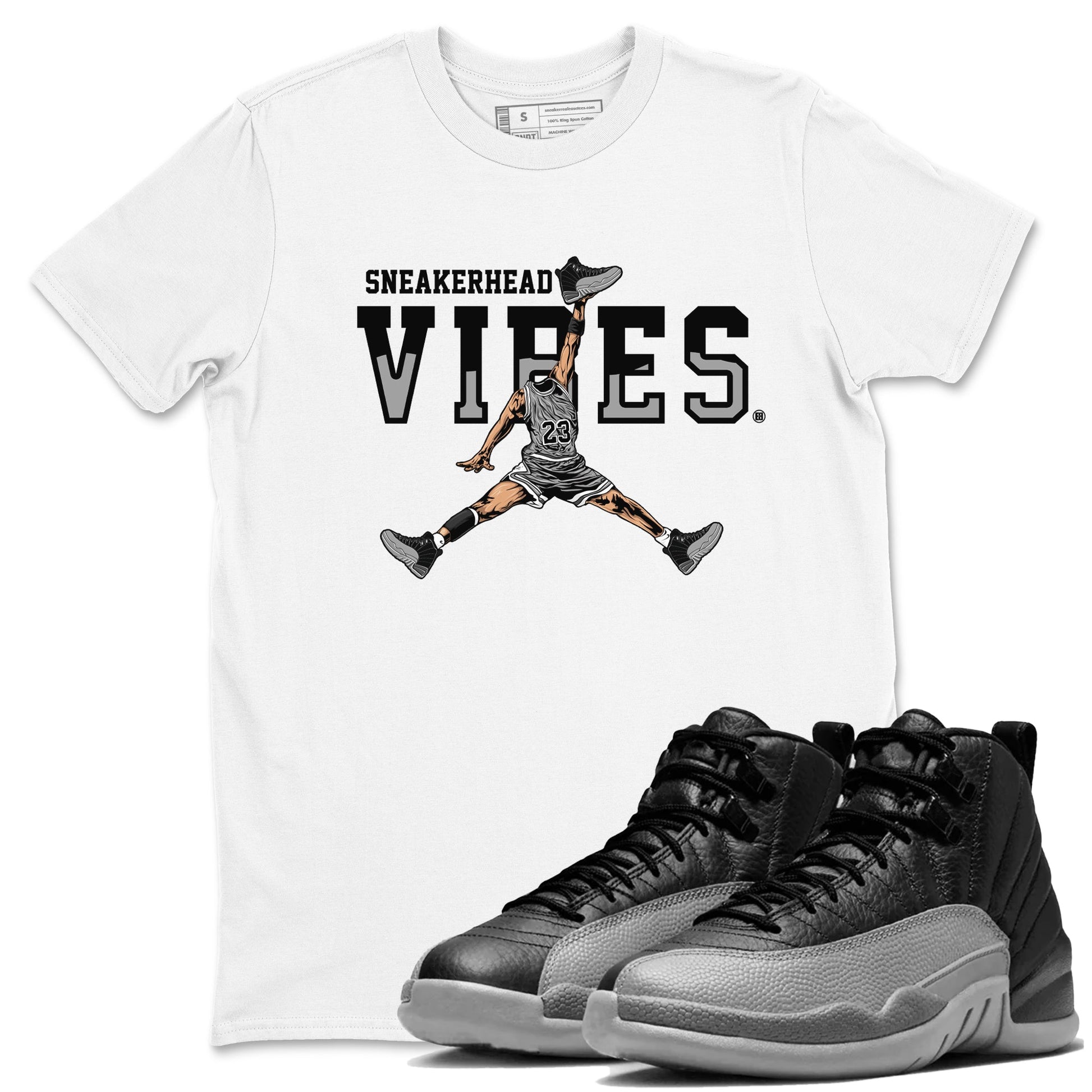 12s Black Wolf Grey shirts to match jordans Sneakerhead Vibes sneaker match tees Air Jordan 12 Black Wolf Grey SNRT Sneaker Release Tees unisex cotton White 1 crew neck shirts