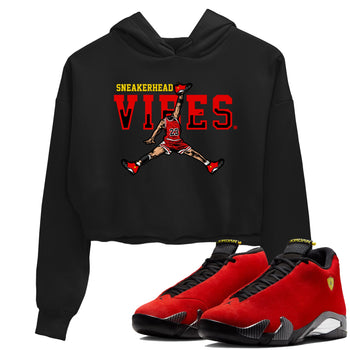 Sneakerhead Vibes womens crop tee perfect shirts to match jordans the Air Jordan 14 Challenge Red sneakers — the perfect match in Black 1.