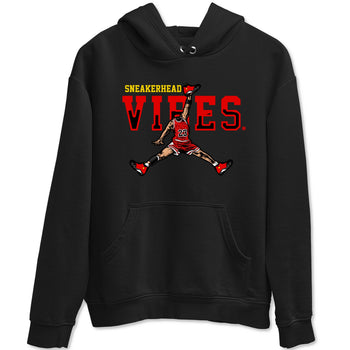 Sneakerhead Vibes sneaker match t-shirt styled to complete your fit with the Air Jordan 14 Challenge Red sneakers, graphic shirts in Black 2.