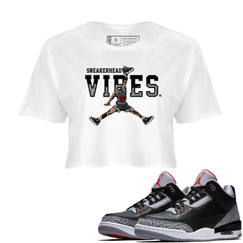 3s Black Cement shirts to match jordans Sneakerhead Vibes sneaker match tees Air Jordan 3 Retro OG Black Cement match shoes to clothes SNRT Sneaker Tees unisex cotton White 1 crop tee