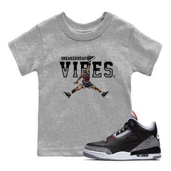 3s Black Cement shirts to match jordans Sneakerhead Vibes sneaker match tees Air Jordan 3 Retro OG Black Cement match shoes to clothes SNRT Sneaker Tees Youth Baby Heather Grey 1 tee
